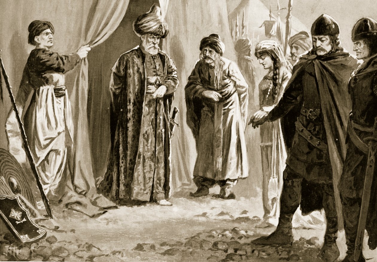 Ivan Shishman III överlämnar sin syster till Sultan Murad I, 1366 av John Harris Valda