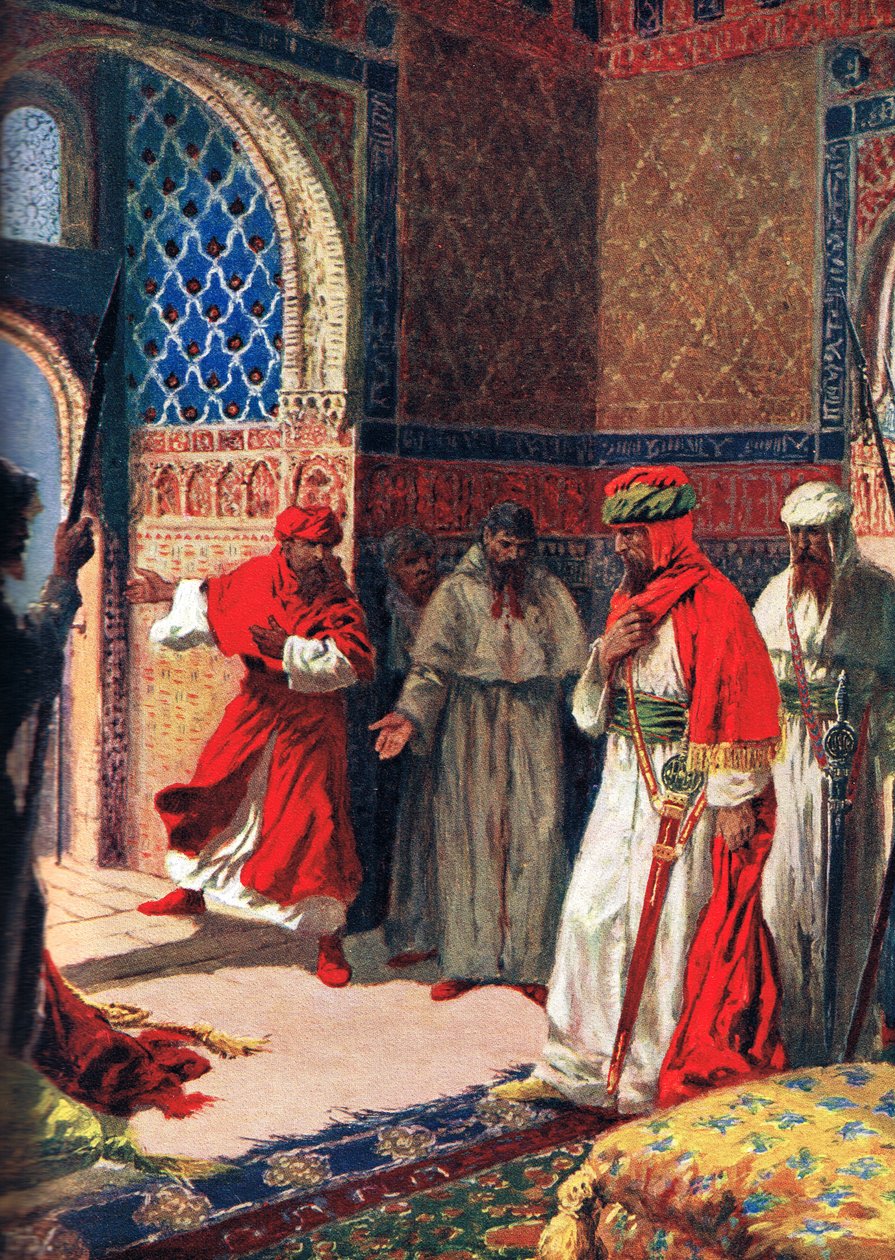 The Last Council of Boabdil på Alhambra, 1492, illustration från 