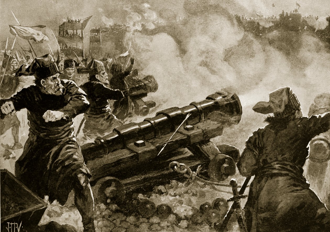 Turkarnas belägring av Konstantinopel, illustration från 
