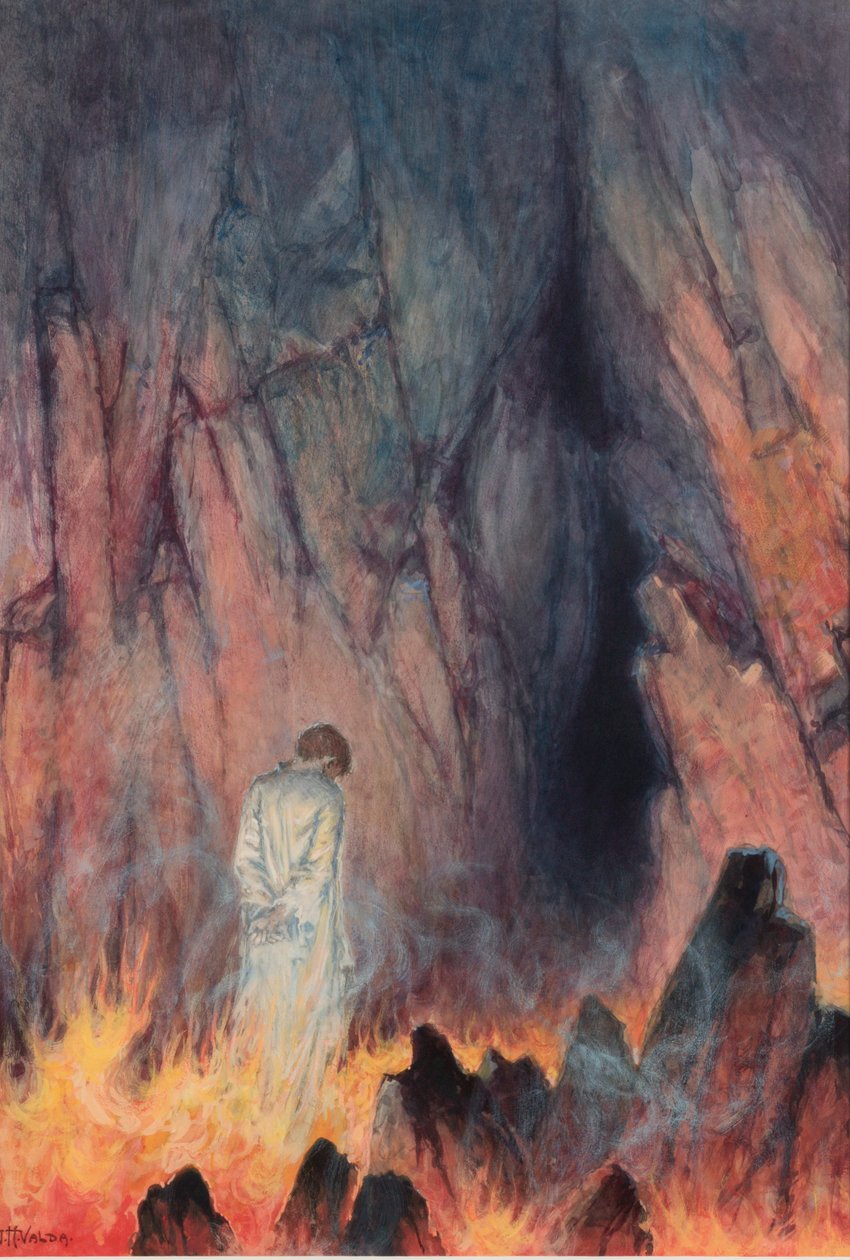 Mänsklighetens ande som går in i det okända (penna och krita på papper) av John Harris Valda
