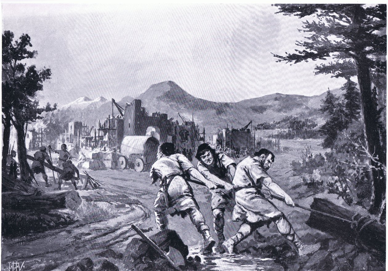 Wallachiska bergsmän grundade en stad på 800-talet, från Hutchinsons History of the Nations av John Harris Valda