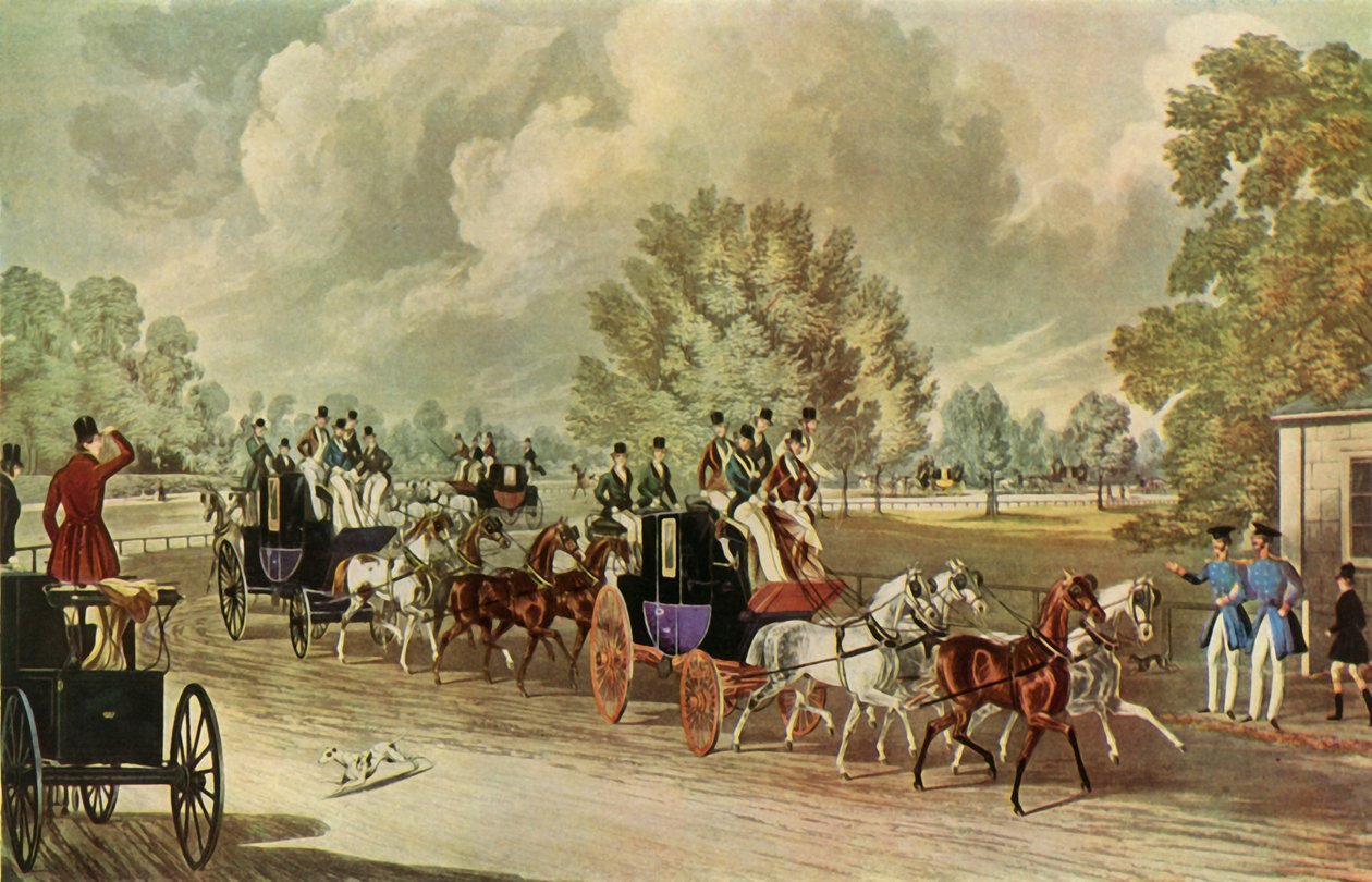 "A Meeting of the Four-In-Hand Club, Hyde Park, London", c1838, 1947. av John Harris the Younger