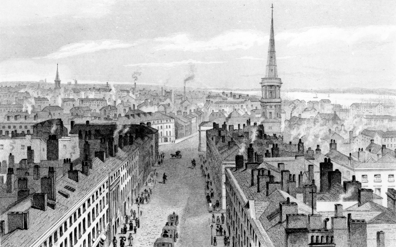 Liverpool från rådhuset, blickande söderut, graverad av John Rogers, c.1830 av John Harwood