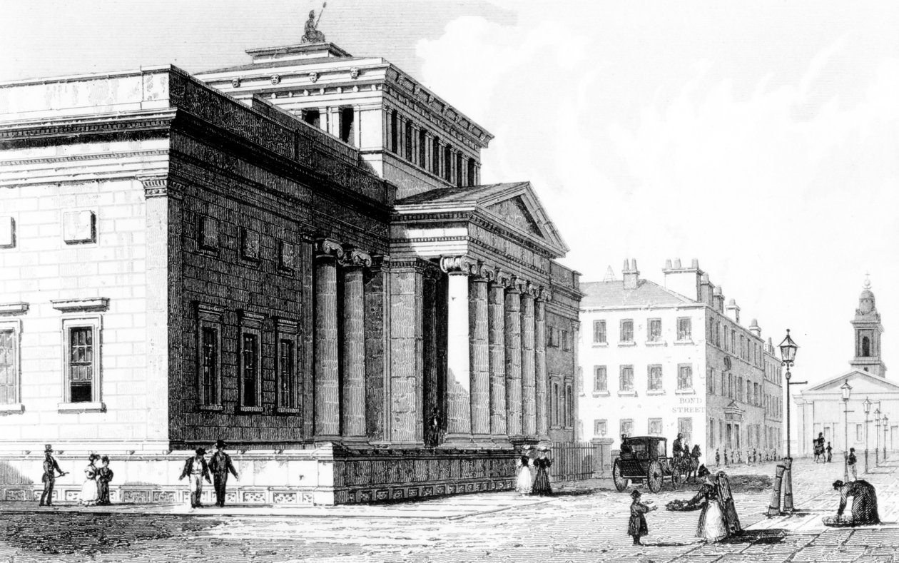 The Royal Institution, Manchester, graverad av Richard Winkles, c.1836 av John Harwood