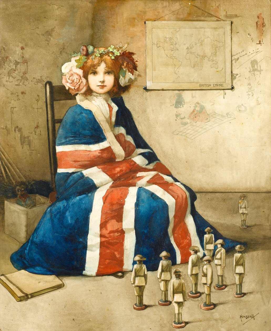 Det brittiska imperiet, ca 1900 (akvarell på papper) av John Hassall