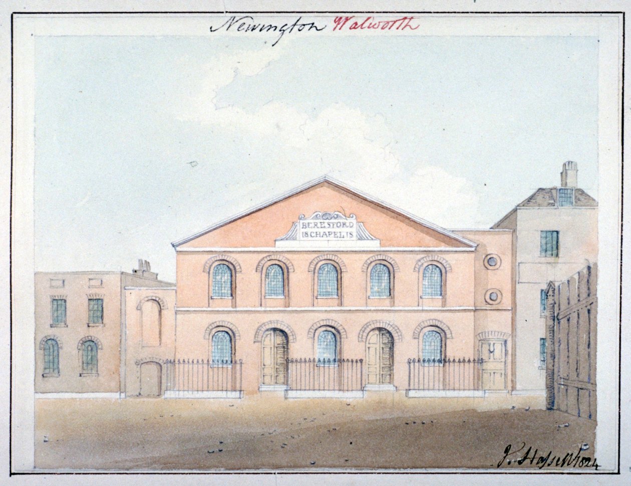 Beresford Chapel, Beresford Street, Southwark, London, 1824 av John Hassell