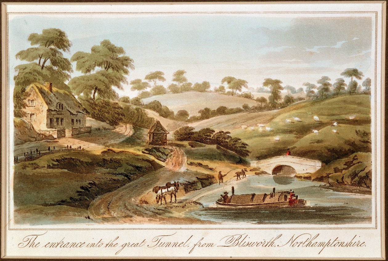 Ingången till Blisworth Tunnel, Grand Junction Canal, Northamptonshire, 1819 av John Hassell