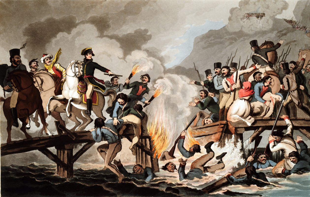 Napoleon I och franska armén korsade Berezina i november 1812 av John Hassell