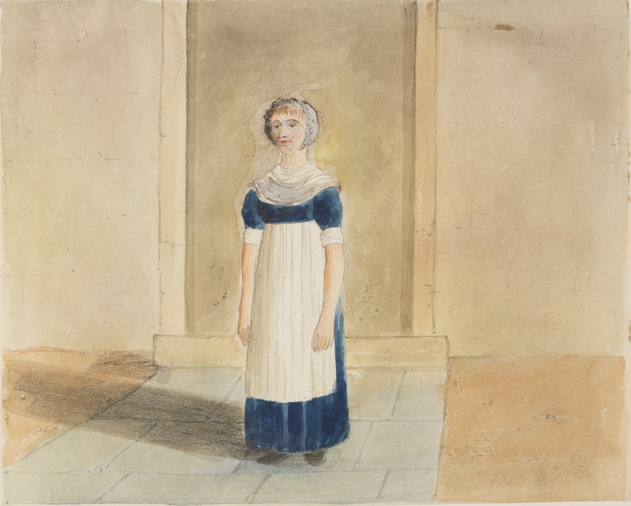 Porträtt av en elev från St Georges Charity School for Girls, King Street, Southwark, nu känd som Newcomen Street, 1826 (wc på papper) av John Hassell