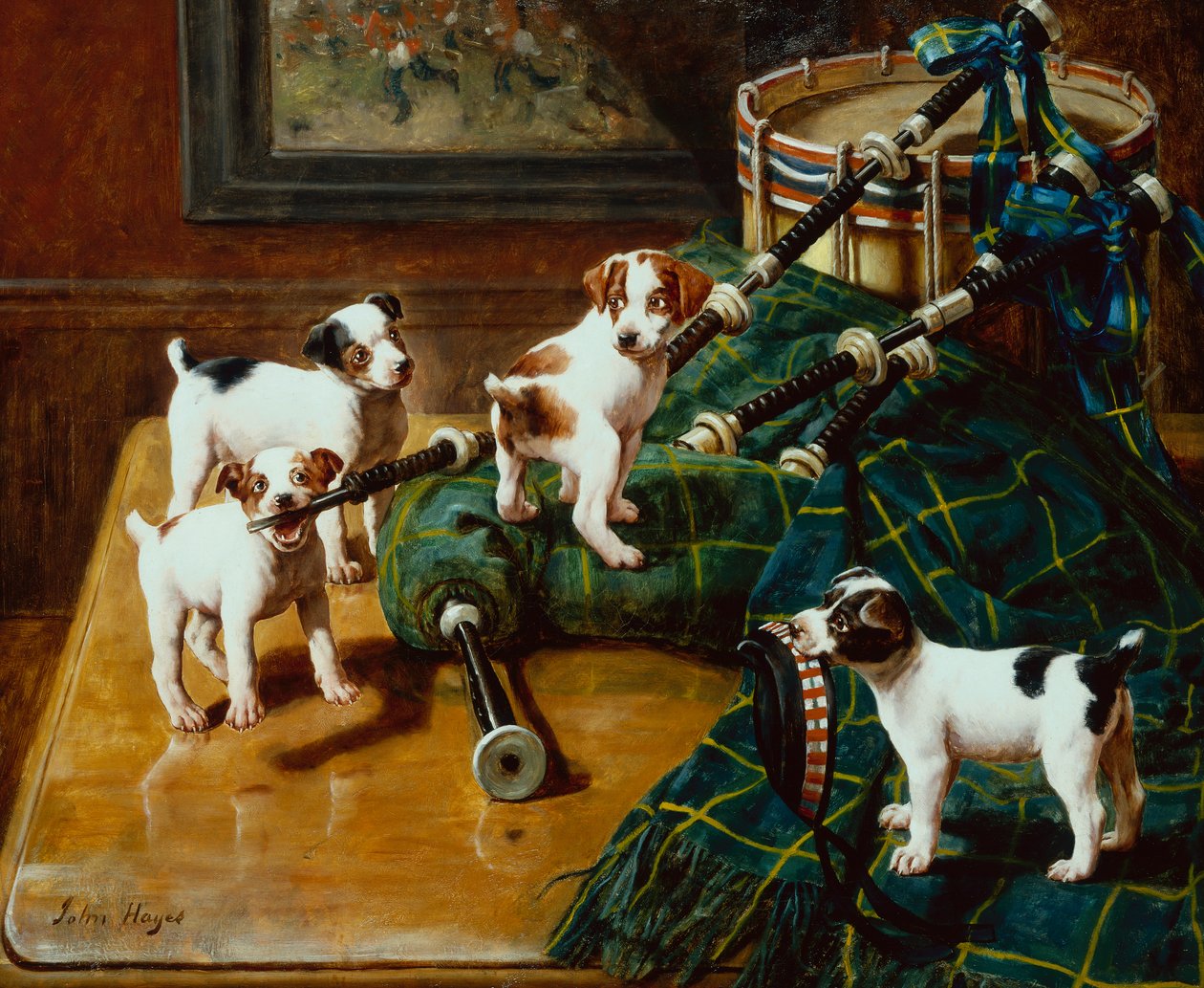He Who Pays the Piper Calls the Tune (olja på duk) av John Hayes