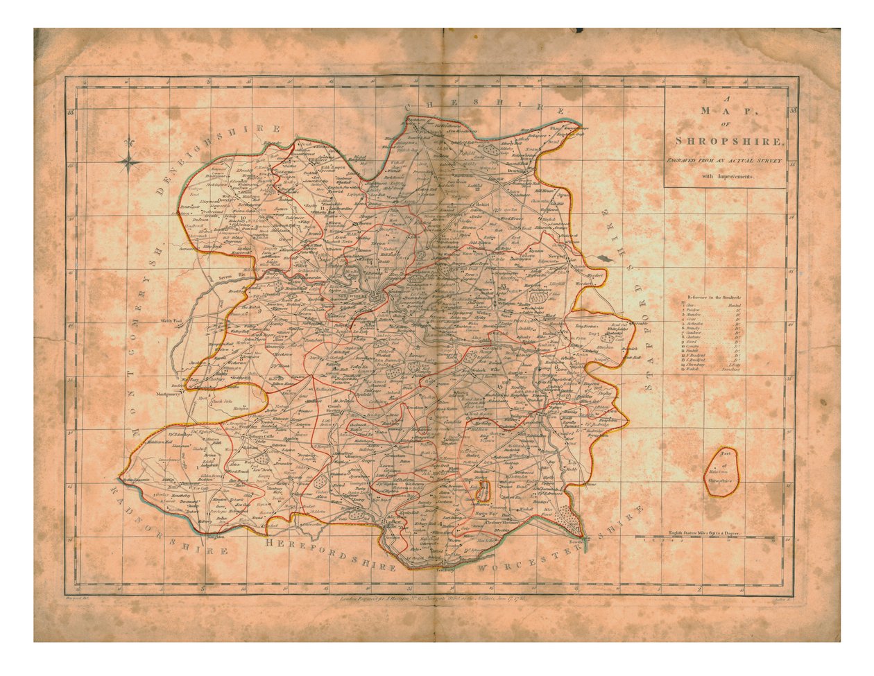 En karta över Shropshire, c1788 av John Haywood