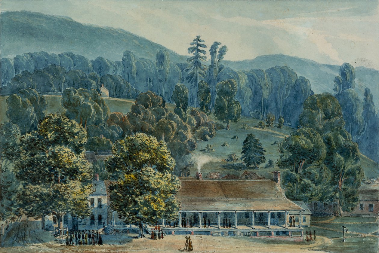 Matsal och scenkontor i White Sulphur Springs, 1832. av John Hazelhurst Boneval Latrobe