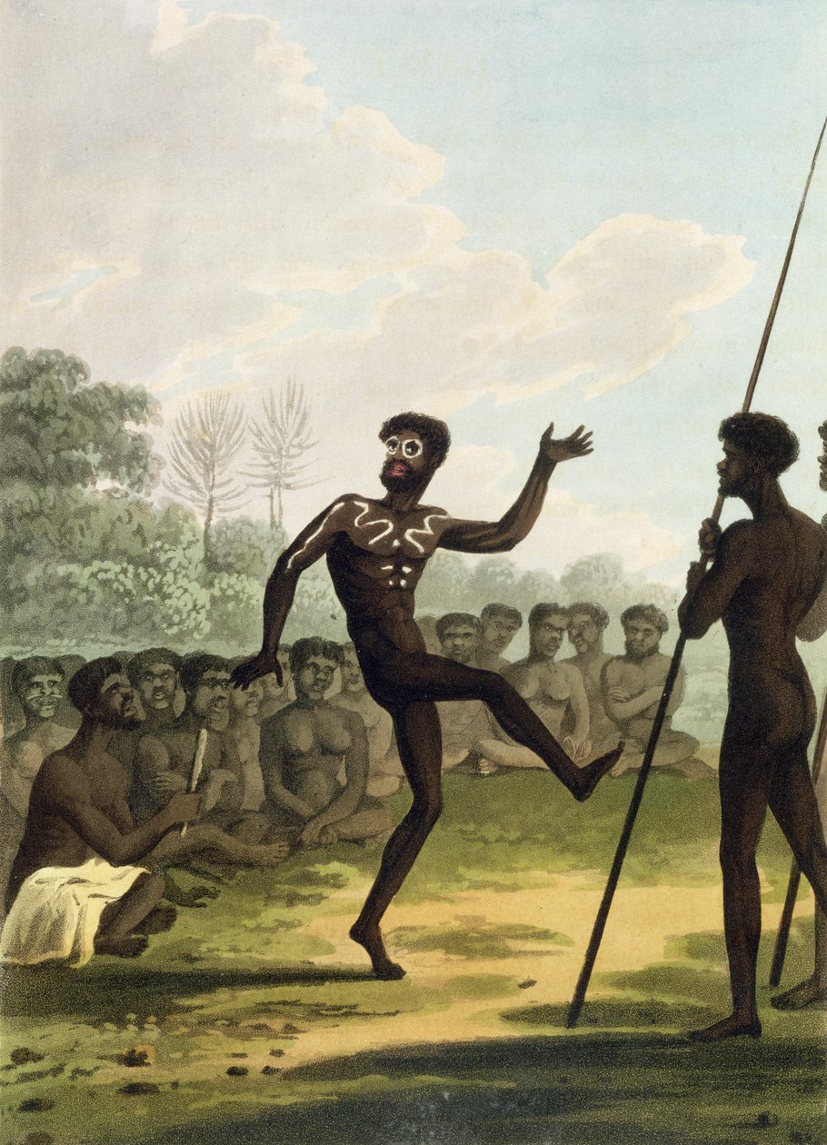 Dansen, aboriginer från New South Wales, graverad av Matthew Dubourg (fl.1813-1820), pub. 1813 av John Heaviside Clark