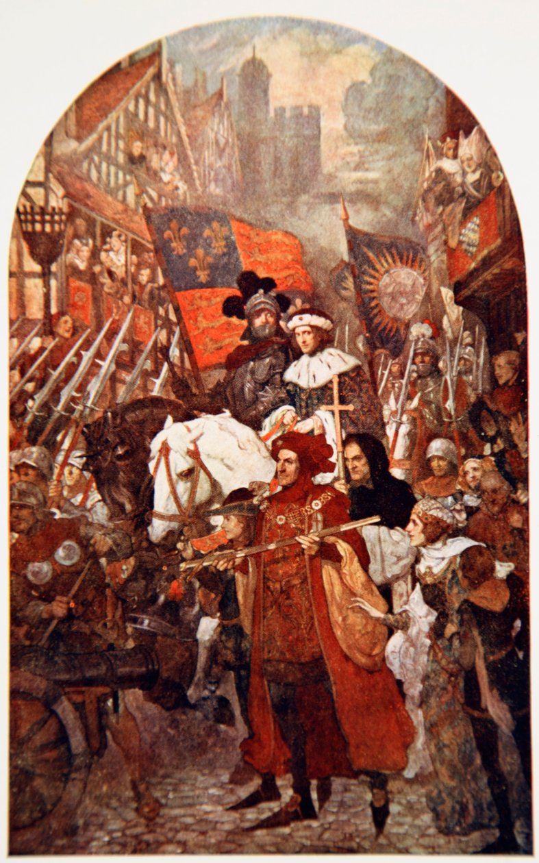 Band som marscherar till stöd för Edward IV i slaget vid Barnet av John Henry Amshewitz