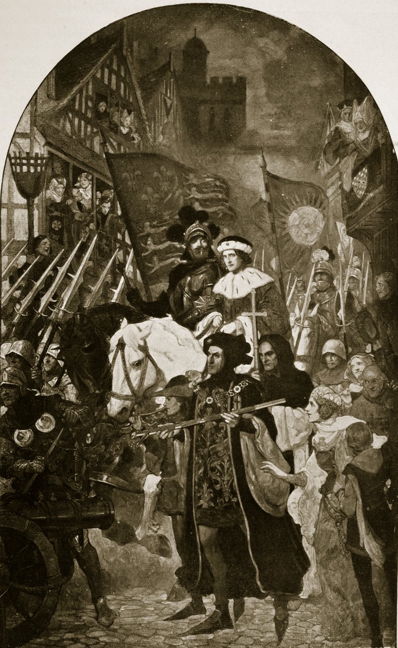 Henry VI tas till slaget vid Barnet, 1471, illustration från 
