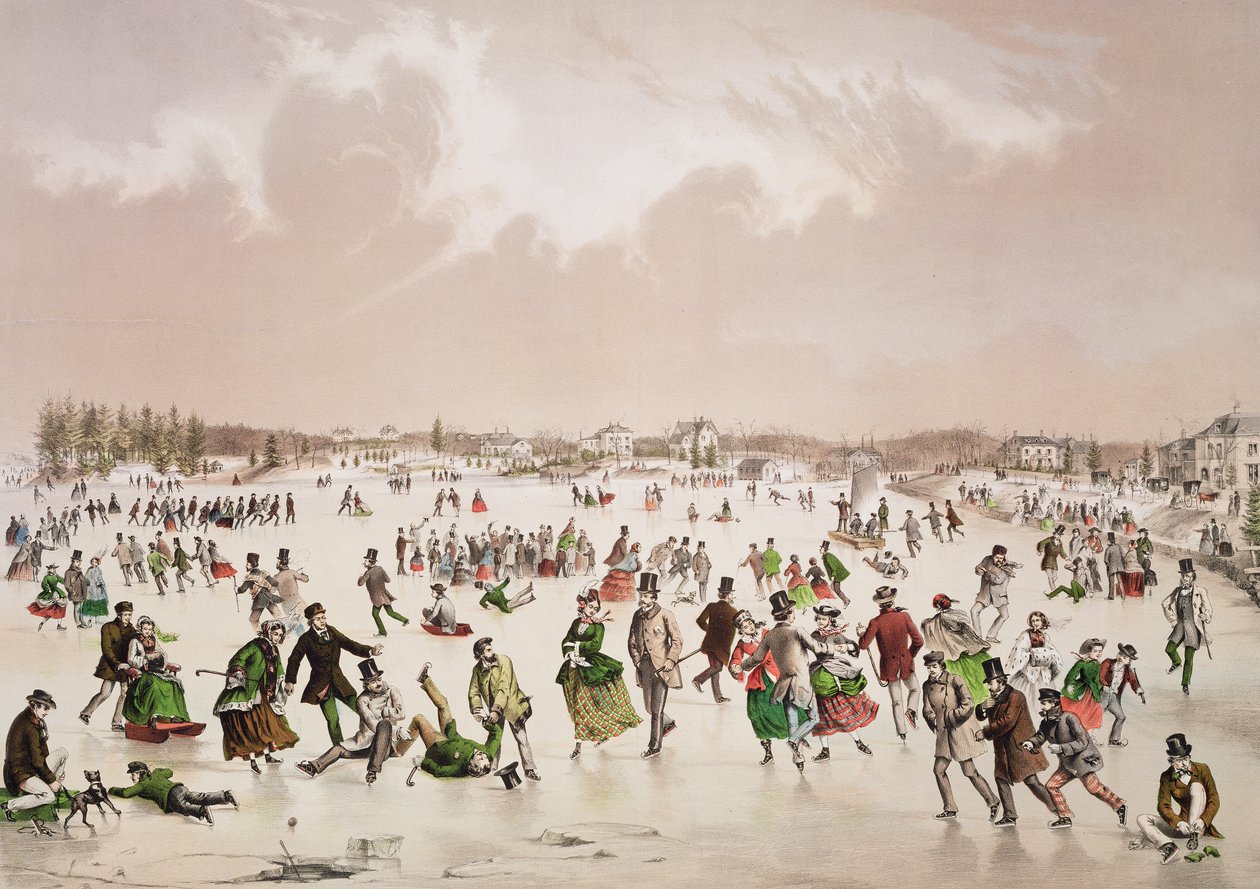 Jamaica Pond, West Roxbury, Mass., ca 1859 (färglitografi) av John Henry Bufford