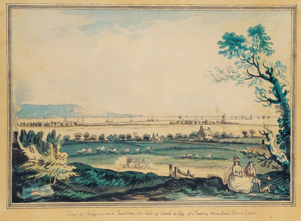 Vy över Ringsend från Merrion Square, Dublin av John Henry Campbell