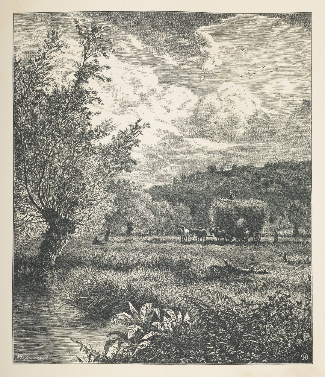 Tallrik 10. En höstack på en vagn.  Naturbilder. En serie av trettio originalillustrationer tecknade på trä av J. H. Dell, och graverade av R. Paterson.  John Henry Dell av John Henry Dell