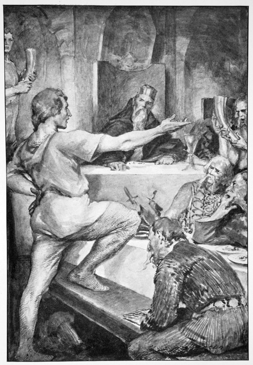 "Beowulf svarar högmodigt till Hunferth", 1910. av John Henry Frederick Bacon