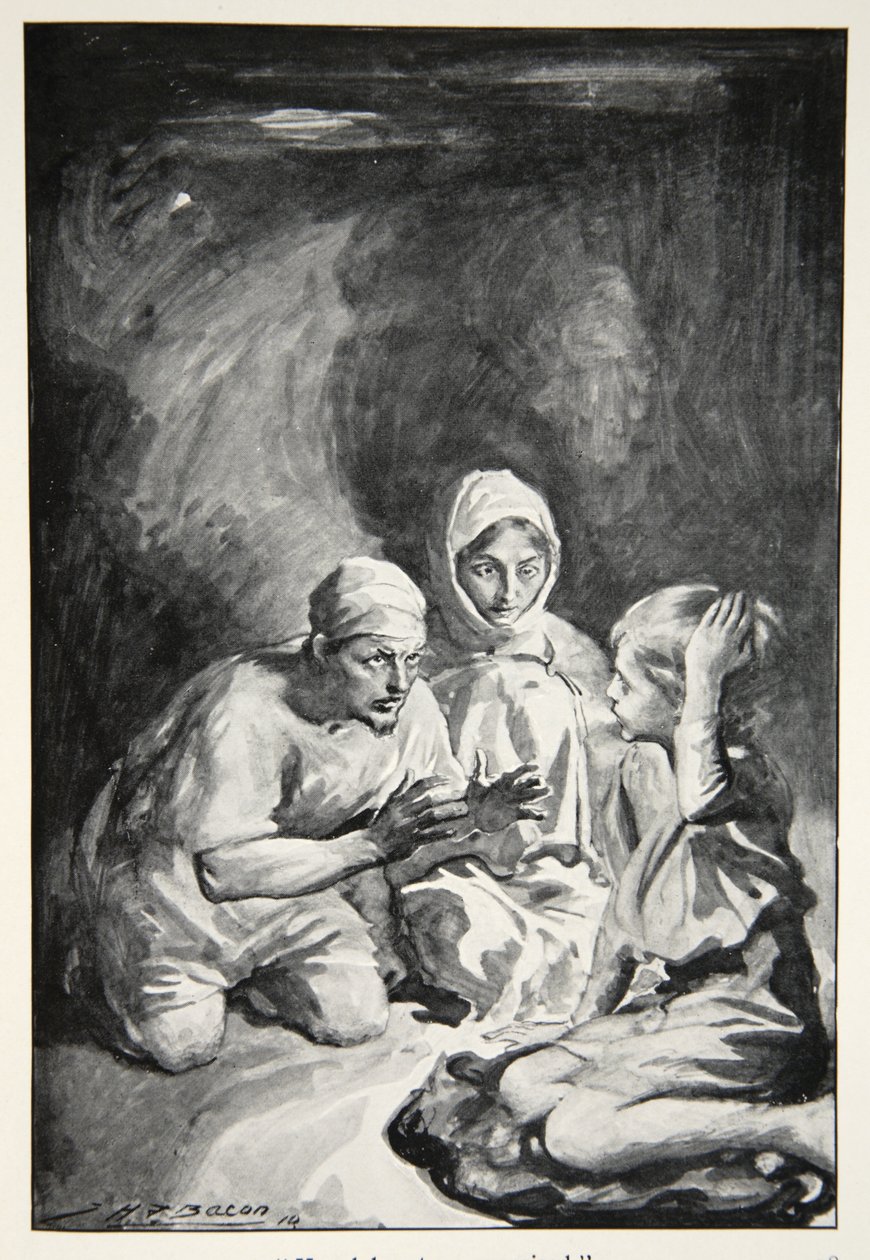 Havelock satte sig upp förvånad, ur "Hero Myths and Legends of the British Race" av M.I. Ebbutt, 1910 av John Henry Frederick Bacon