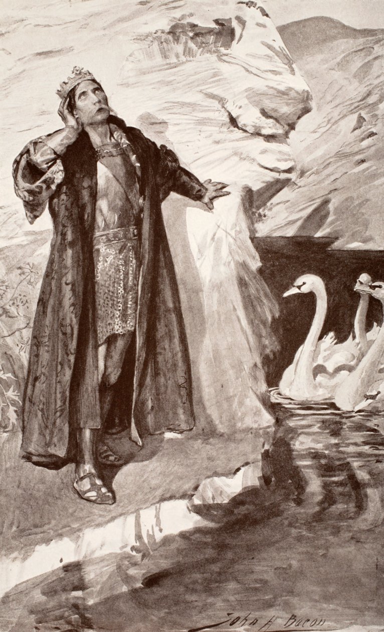 Ler and the Swans, illustration från "Celtic Myth and Legend" av Charles Squire, 1905 av John Henry Frederick Bacon