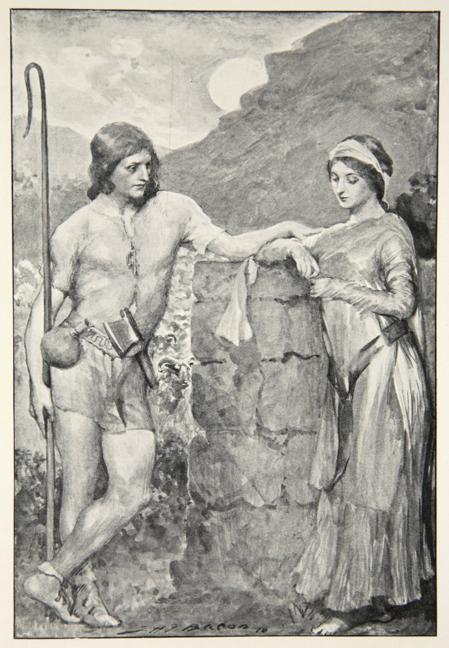 Olaf och Sigrid, från "Hero Myths and Legends of the British Race" av M.I. Ebbutt, 1910 av John Henry Frederick Bacon