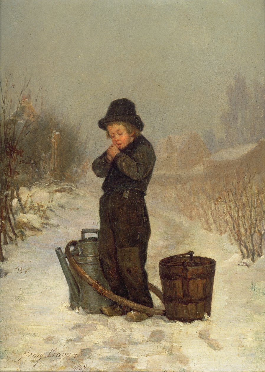 Värmer sina händer, 1867 av John Henry Frederick Bacon