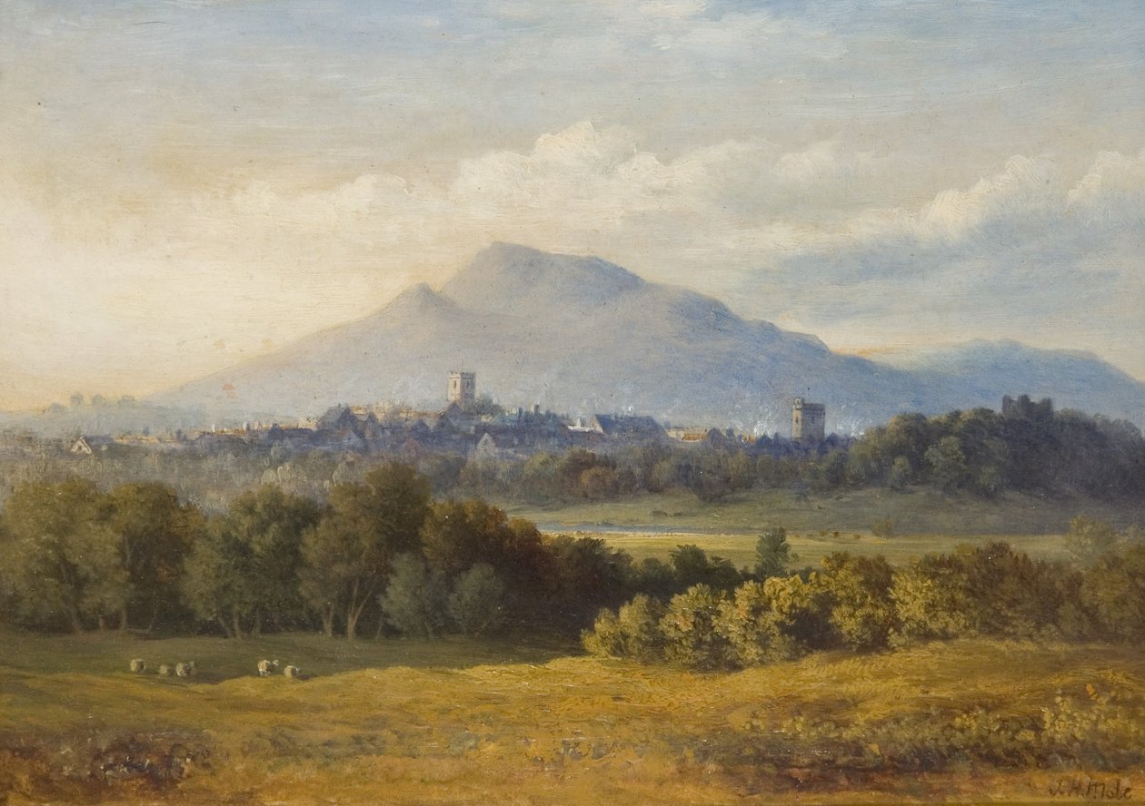 Abergavenny (olja på kartong) av John Henry Mole