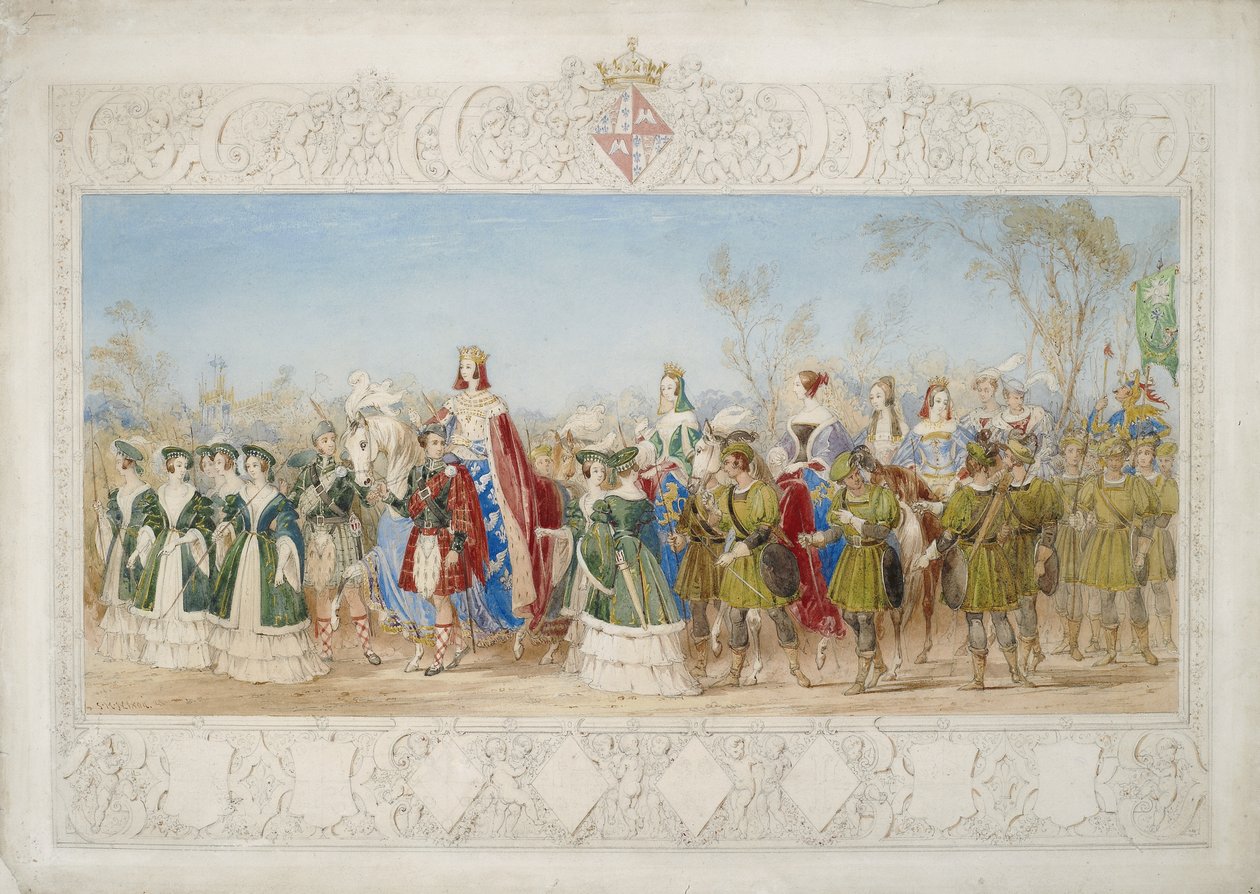 Jane Georgiana, Lady Seymour, Queen of Beauty penna och wc på papper av John Henry Nixon