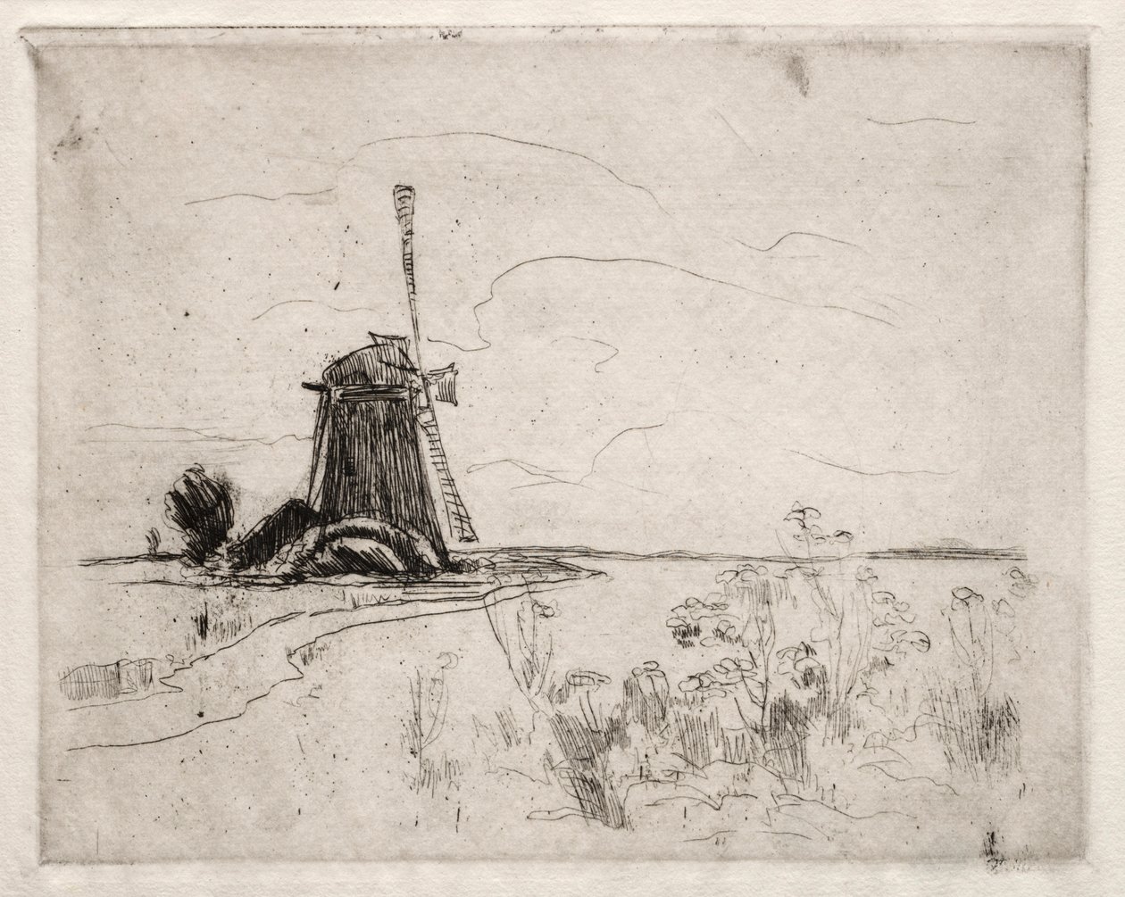 Kvarn och ogräs, Holland av John Henry Twachtman