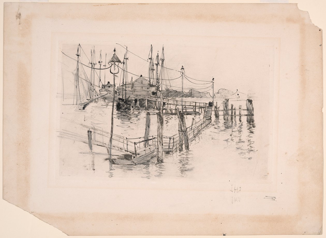 Det gamla tullhuset vid Bridgeport (stor tallrik) av John Henry Twachtman