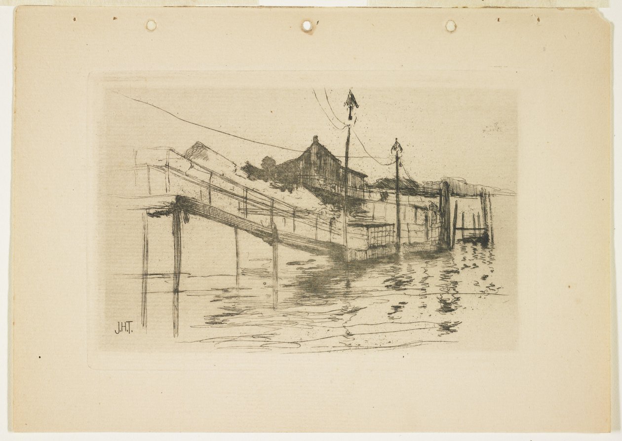 Det gamla tullhuset i Bridgeport (liten tallrik), 1888-1889 av John Henry Twachtman
