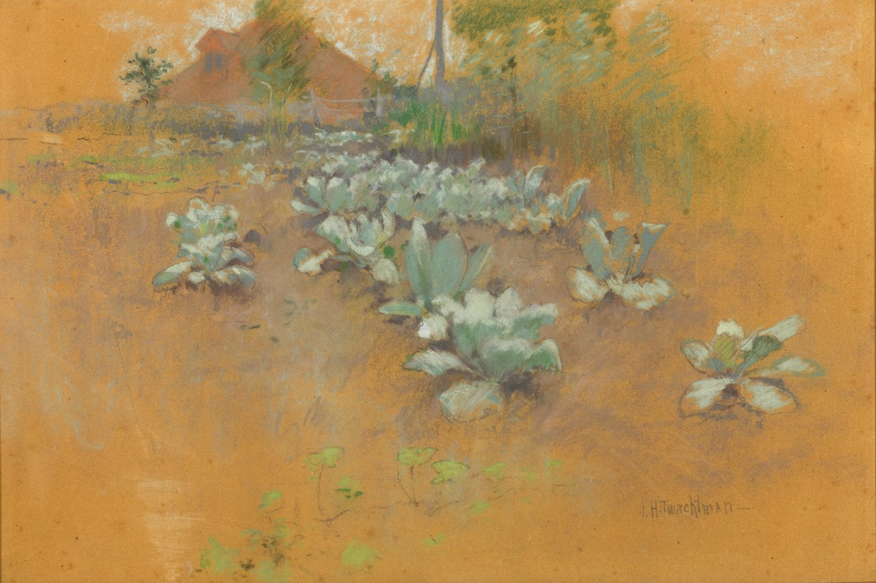 Tobakslapp, ca 1895-1899 (pastell på brunt papper) av John Henry Twachtman