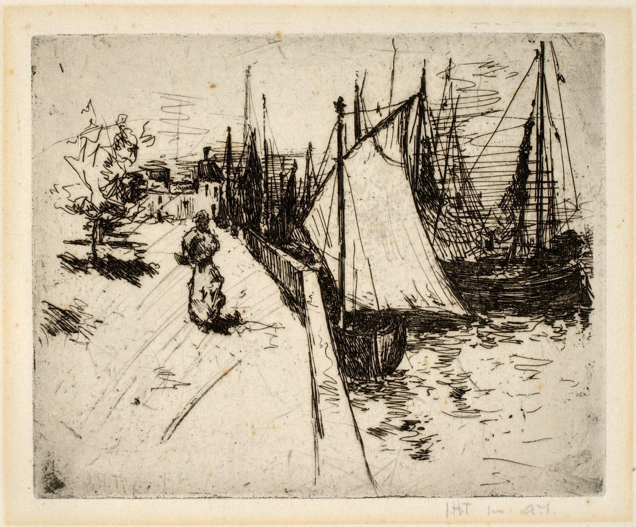 Kvinna på kajen, Honfleur av John Henry Twachtman