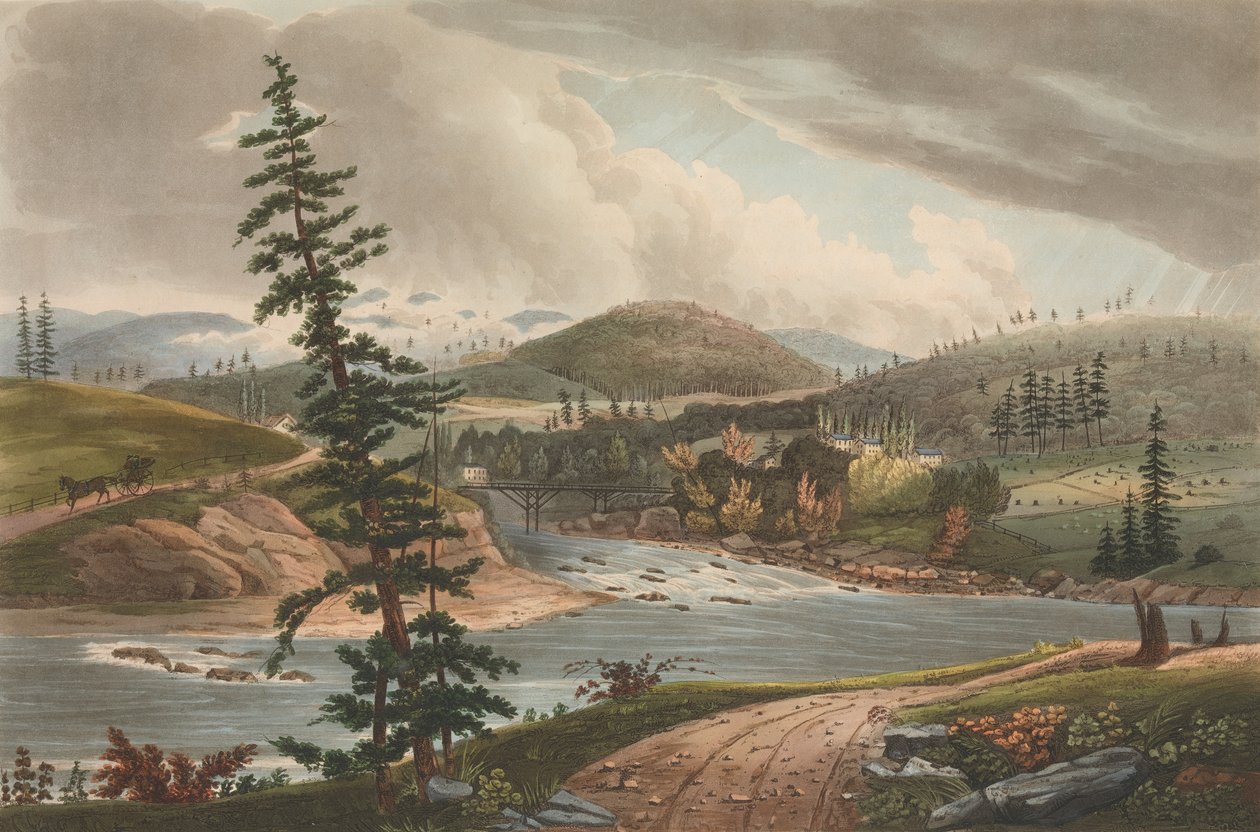 Korsningen mellan floderna Sacandaga och Hudson 2 av Hudson River Portfolio, 1821-22. av John Hill