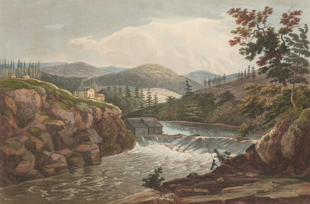 Little Falls vid Luzerne nr 1 i Hudson River Portfolio, 1822-23. av John Hill