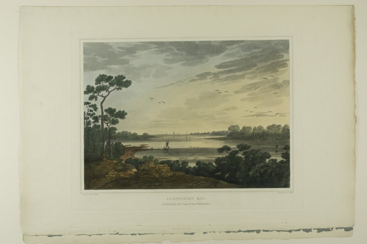 Lynnhaven Bay, skylt en av det andra antalet pittoreska vyer av amerikanskt landskap av John Hill