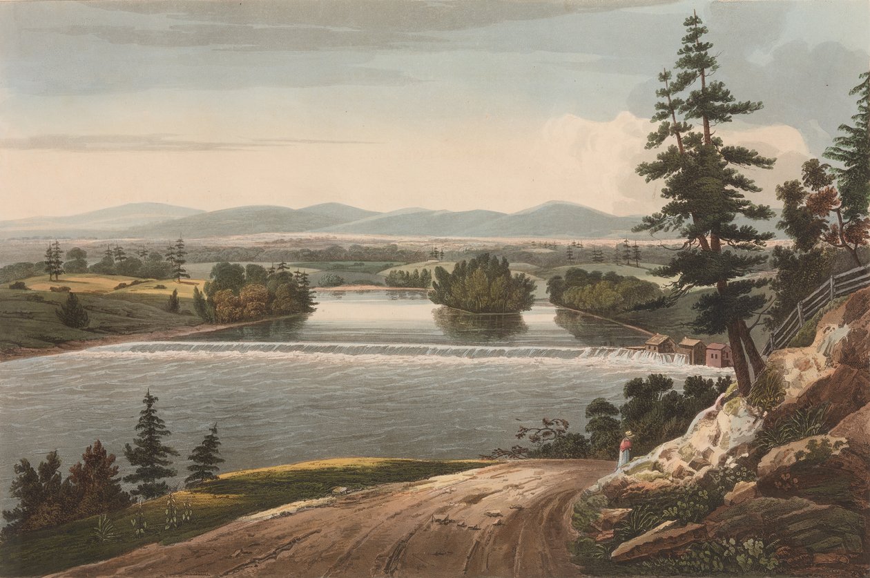Utsikt nära Sandy Hill nr. 7 i Hudson River Portfolio, 1822-23. av John Hill