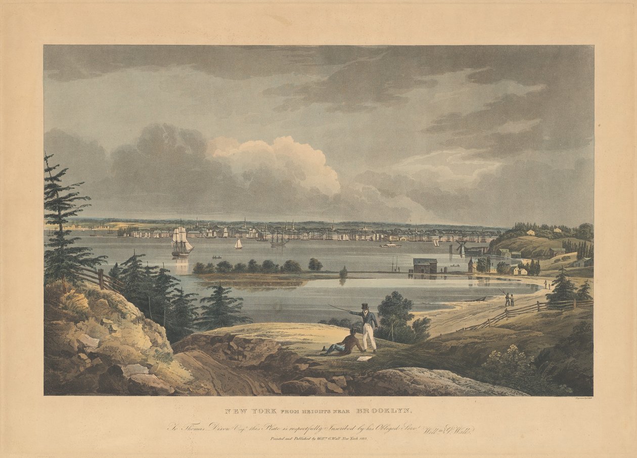 New York från Heights nära Brooklyn av John Hill, after William Guy Wall