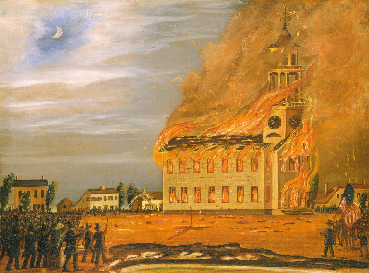 Bränning av Old South Church, Bath, Maine av John Hilling