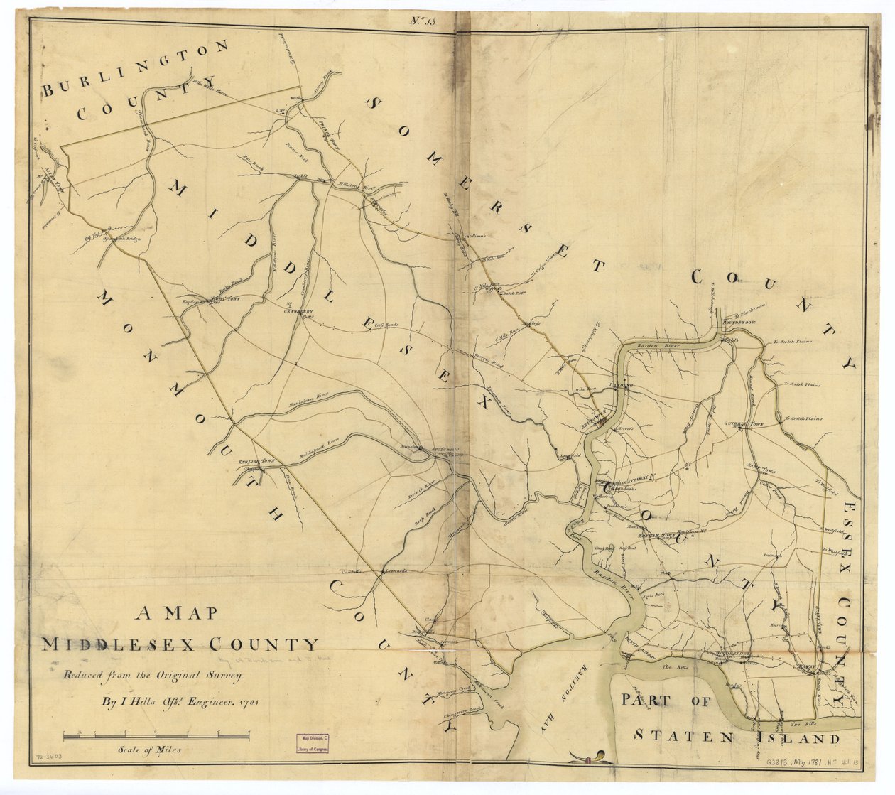 En karta, Middlesex County. LOC gm72003603 av John Hills