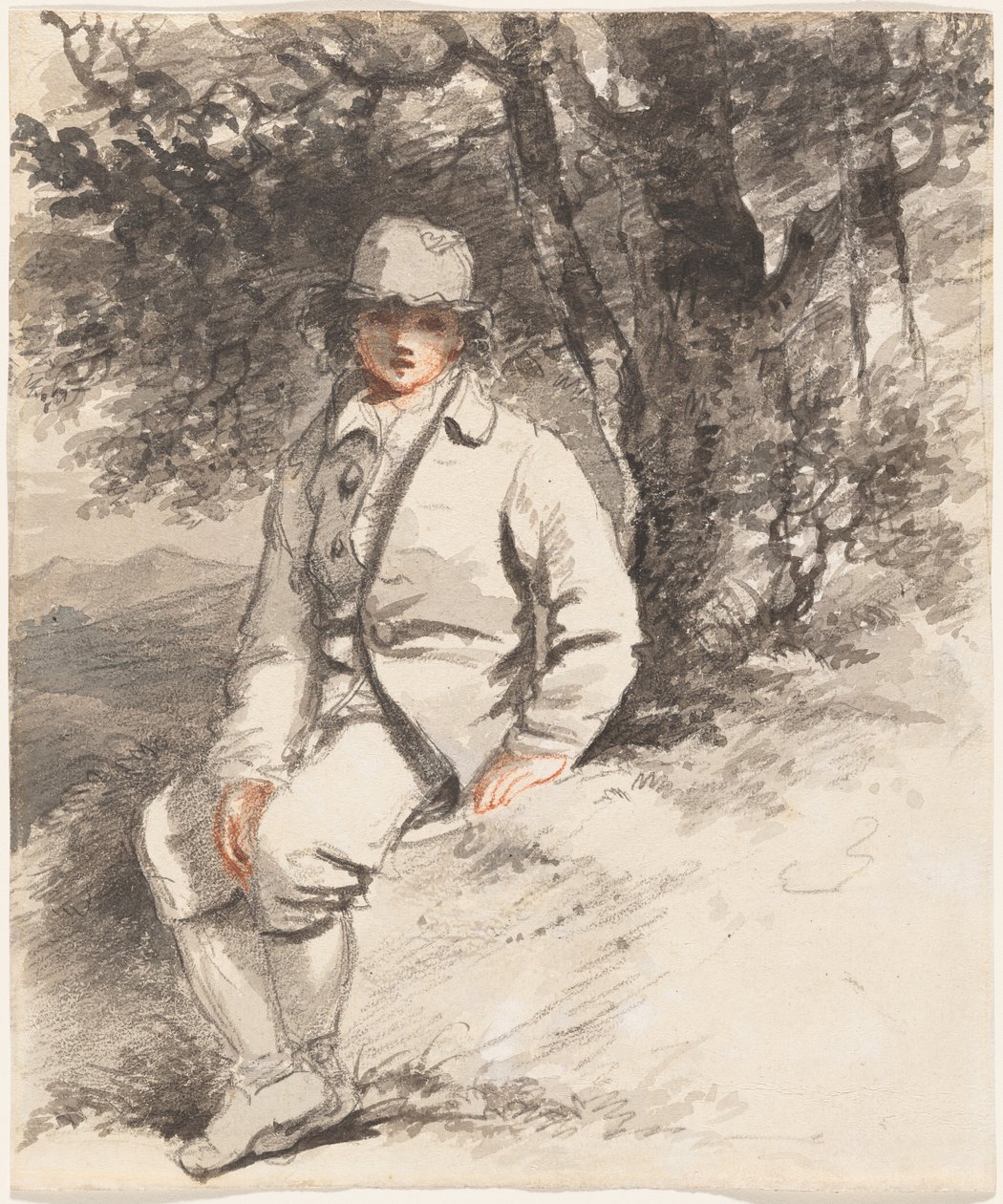 En ung pojke sittande under ett träd av John Hoppner