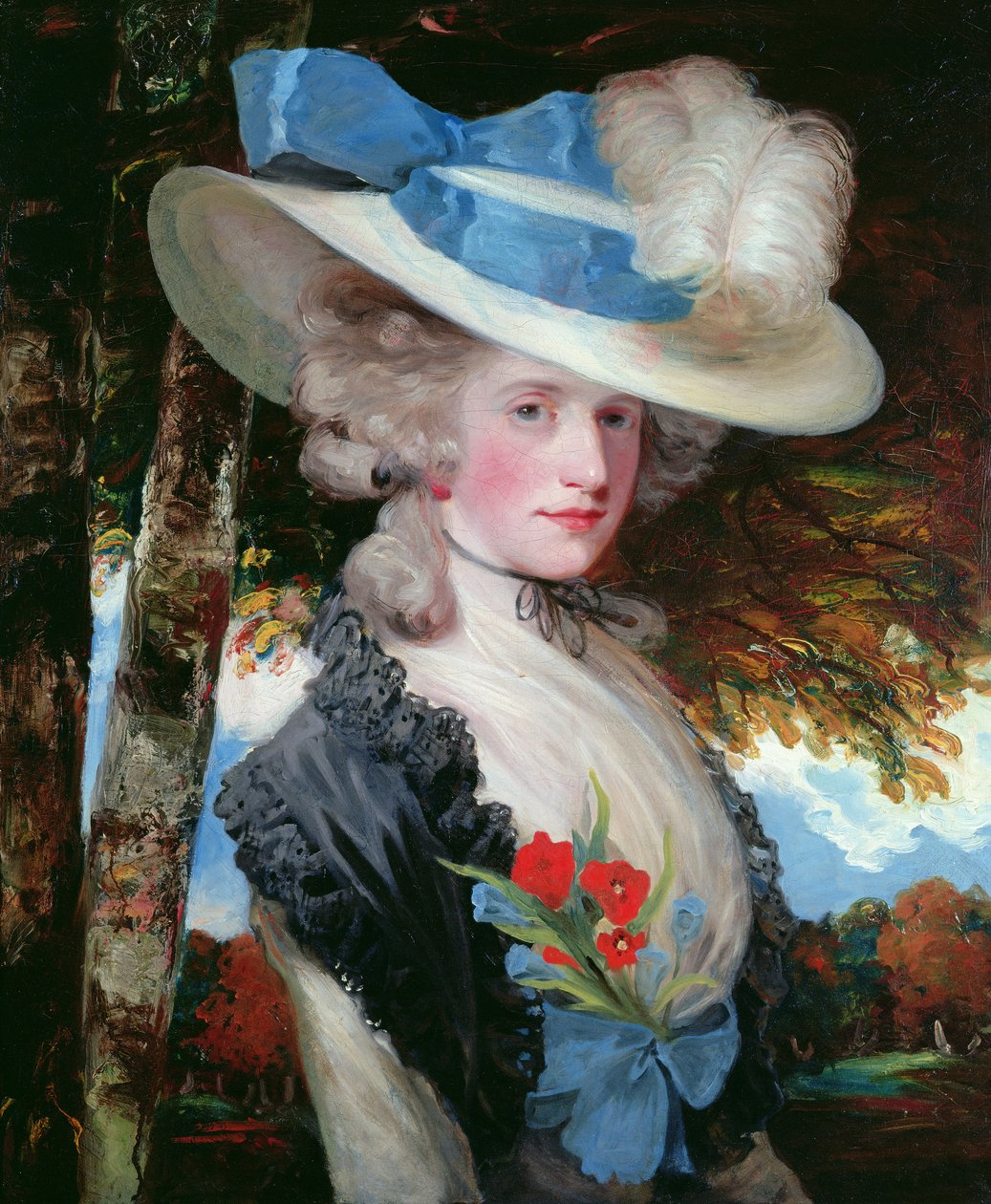 Porträtt av Hon. Mrs Hugo Meynell (1762-1817) (olja på duk) av John Hoppner