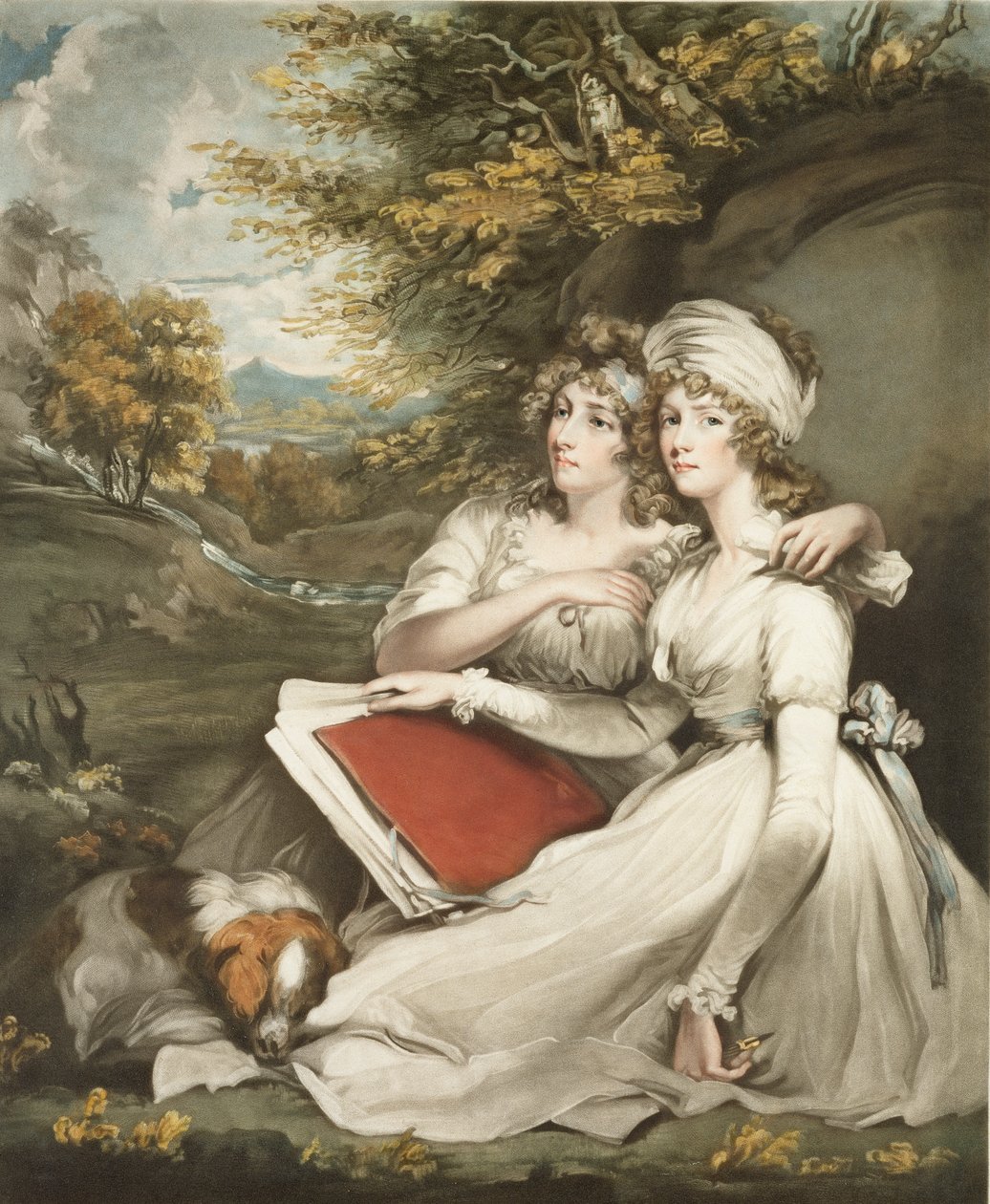 The Daughters of Sir Thomas Frankland, Bart., graverad och pub. av William Ward (1766-1826), 1797 (mezzotintgravyr) av John Hoppner
