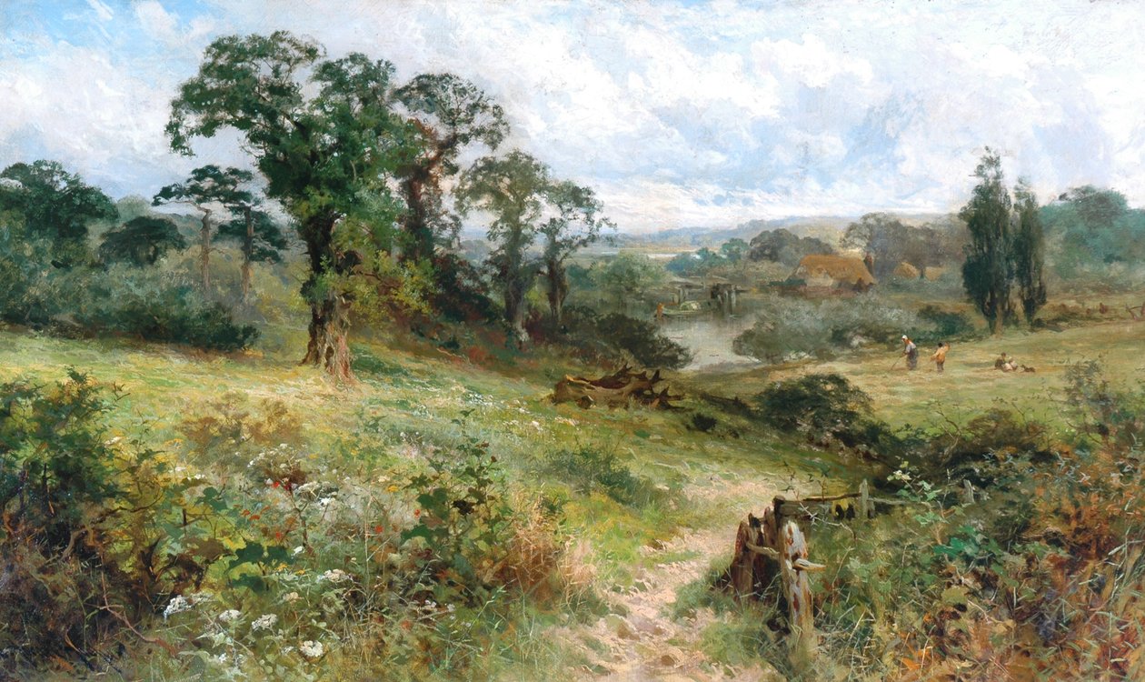 Shiplake on Thames från Wargrave Hills olja på duk av John Horace Hooper