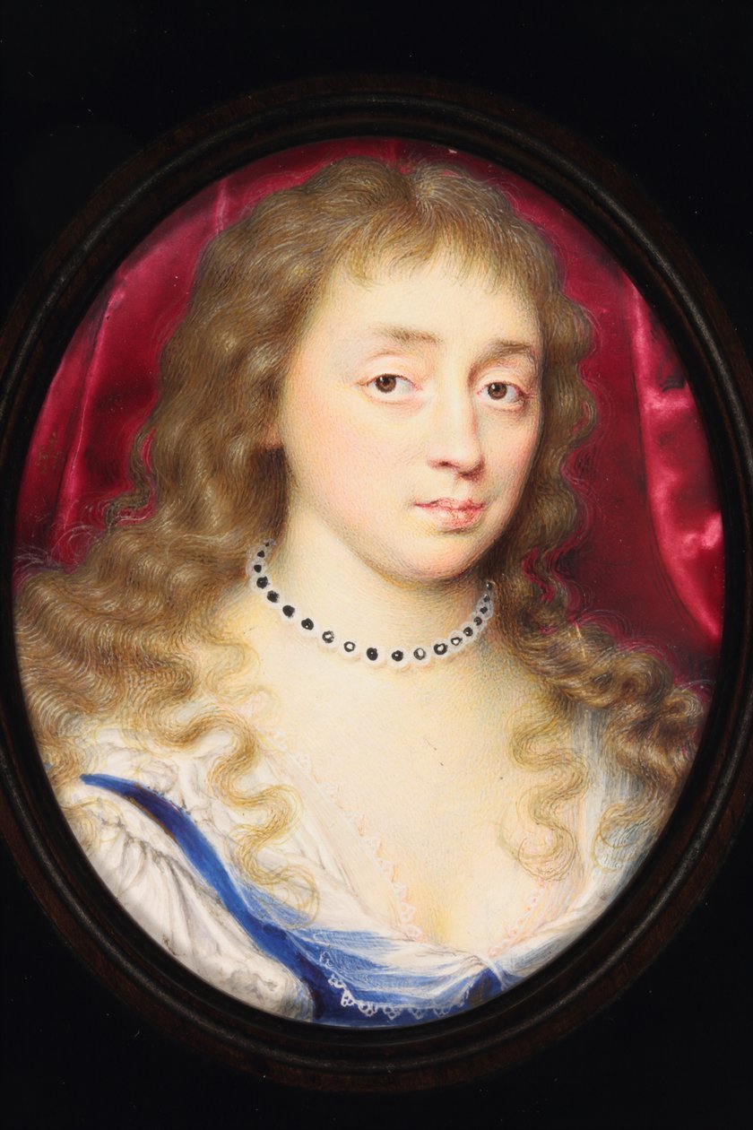 En dam som heter Teresia Lady Shirley (akvarell på veläng) av John Hoskins
