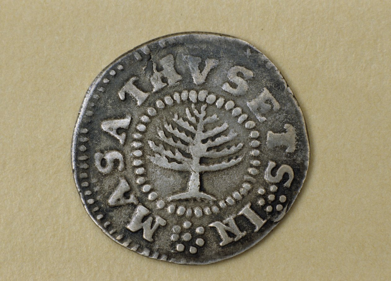Pine Tree Shilling, 1667-1682 (silver) av John Hull