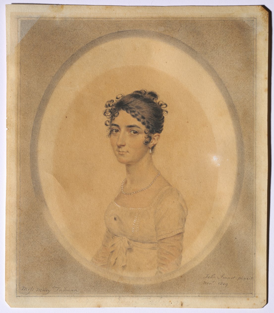 Porträtt av fröken Mary Tadman, 1809. av John I. smart