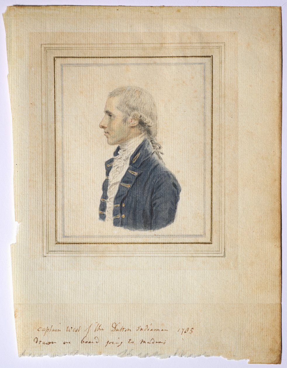 Porträtt av Sir Captain West of the Dutton Indiaman, 1785. av John I. smart