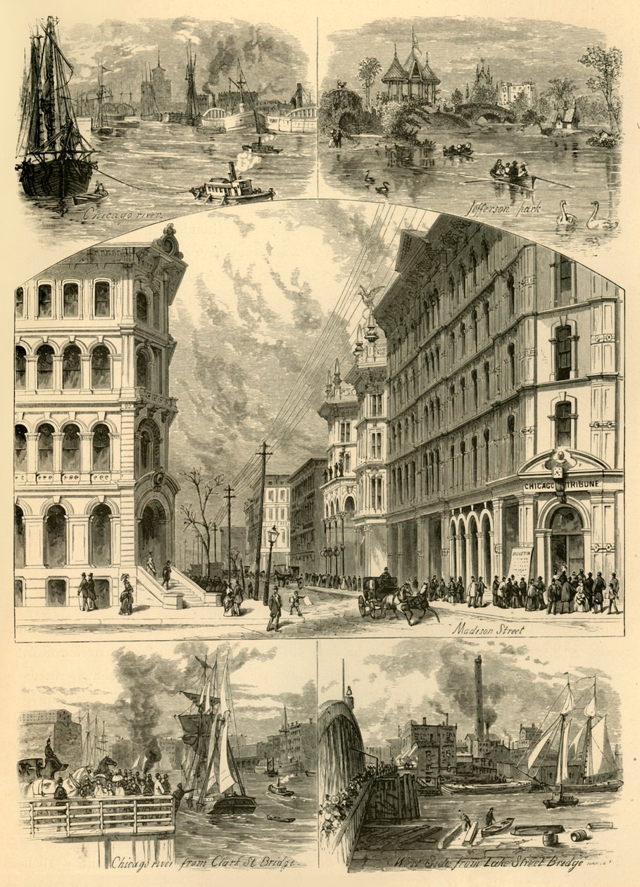 "Scener i Chicago", 1874. av John J. Harley
